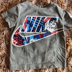 Nike Gray Kids Shirt with Red and Blue Logo